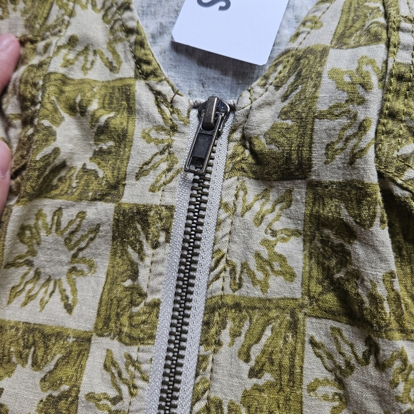 URBAN OUTFITTERS Freya Linen Collared Mini Dress Green Sun XS UO NWT - Picture 6 of 11